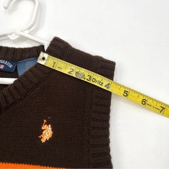 US POLO ASSN. Boy's Brown White & Orange Stripe Retro Sweater Vest Size 4T - Picture 9 of 9